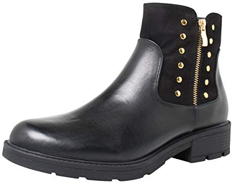 Fitters Footwear That Fits dam stövel Lisa lädermitat stövel av mocka slätt läder nitar storlek (EU,), - svart - 45 EU