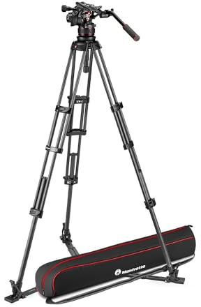 Manfrotto Nitrotech 612 Fluid-Videokopf für DSLR, Spiegellos, Video-Kamera, Video-System mit Carbonfaser-Doppelbein-Stativ, Fotografie-Zubehör für Content-Erstellung, Professionelle Fotografie, MVK612TWINGC, std