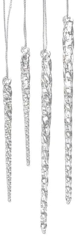 Kurt Adler 3-1/2-Inch-5-1/2-Inch Clear Glass Icicle Ornament Set of 24 Pieces (4)