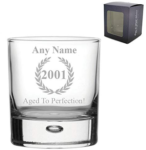 Personalised Engraved Whiskey Glass Aged to Perfection Year 2001 with Gift Box