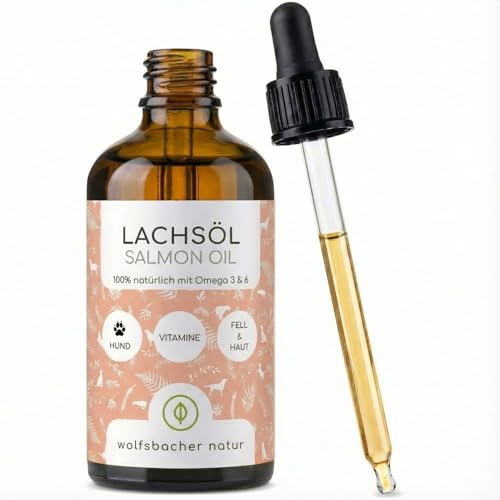 Olio di salmone naturale norvegese per cani, 100ml, ricco di Omega 3 – integratore ad alta concentrazione da salmone dell’Atlantico