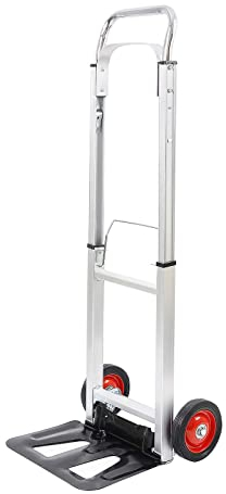 LEADALLWAY Sack Truck Hand Truck Aluminum Foldable Hand Cart with 6 Wheels 100kg Capacity