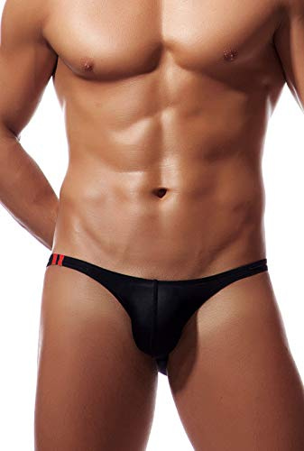 Newsywell Herren Micro Bikini Ice Silk Bulge Mode Unterhose T Back Bikinis Low Rise Slip Unterwäsche Schwarz Groß