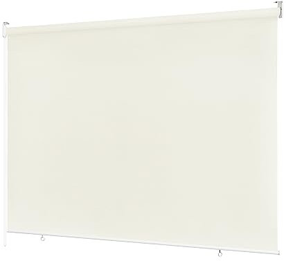 Ventanara® Außenrollo 100% Blickdicht Rollo Senkrechtmarkise Balkonrollo Sichtschutz Rollo Beschattung (140 x 230 cm, Creme)