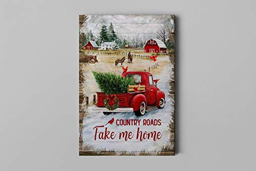 BCTS Cartel de Navidad con texto en inglés Country Roads Take Me Home, para Navidad, Navidad, Día de Acción de Gracias, decoración del hogar, regalo de cumpleaños, carteles de metal, 30,5 x 40,6 cm