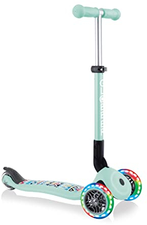 Globber Primo Foldable Lights Step met 3 wielen in Blauw met Print