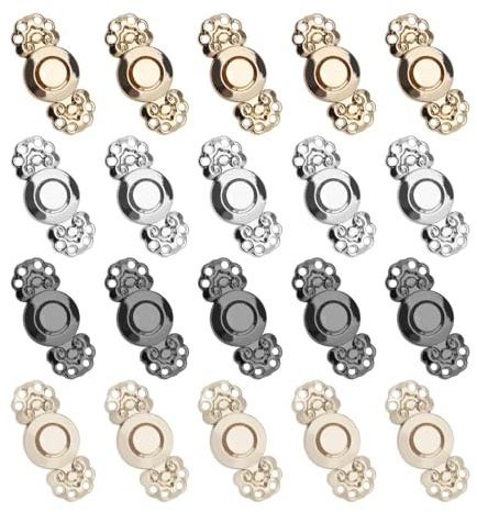 YINETTECH 20 Paar Umhang-Verschluss, Vintage-Glückswolken-Muster, zum Aufnähen, Druckknopfverschluss, Haken und Ösen, Cardigan-Clip für Kostümherstellung, 4 Farben, 29 x 13 mm, mehrfarbig