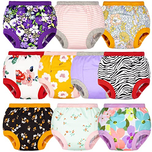 BIG ELEPHANT Baby flicka 6-pack pottunderkläder, vadderade, absorberande blommor-träningsbyxor för småbarn, Lila fjäril, 2 Jahre