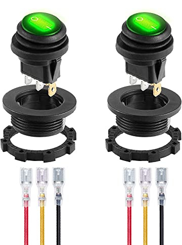 Gebildet Wasserdichter Grün LED Wippschalter mit Rundem Gehäuse 3-pin 12DC-20A/24VDC-10A für Kfz Auto LKW Wippschalter EIN/AUS -2Pack