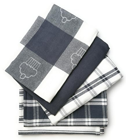 LivinEase Strofinacci da Cucina - Strofinacci 100% Cotone - Confezione da 5 (50 x 70 cm) Set Strofinacci - Asciugamani Assorbenti (Grigio)