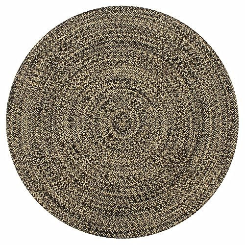 Homgoday Tappeto Artigianale in Juta Nero e Naturale 150 cm, Tappeto Cucina per Passatoia Corridoio, Tappeto Soggiorno, Tappeti Camera da Letto