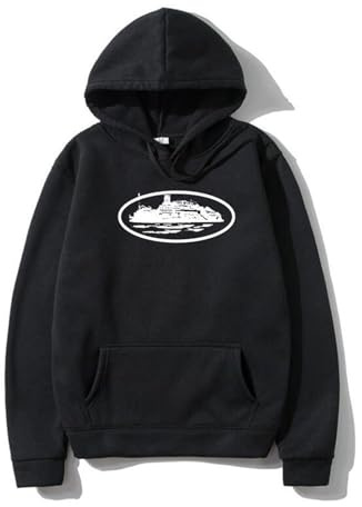 Felpa con Cappuccio da Uomo Maglione Cor-tei-ZS Modello Autunnoinverno Pullover con Cappuccio da Uomo Felpe con Cappuccio Y2K Felpe con Cappuccio Hip Hop Gotico Harajuku Street Wear XS-3XL-Black