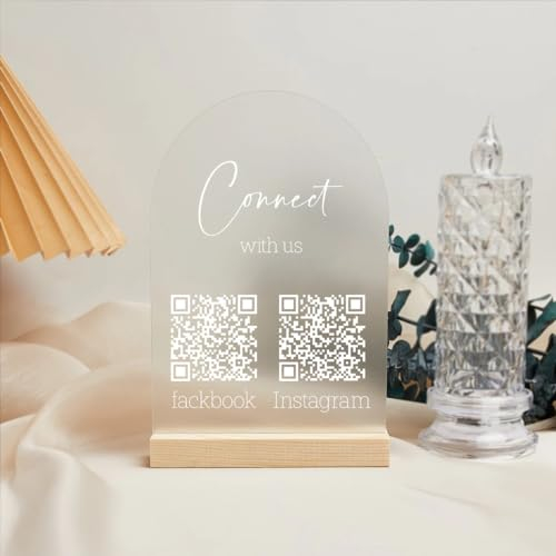 Pahdecor Acryl gewölbt anpassen Doppelcode Business Social Media Zeichen QR Code Schild Venmo Instagram Facebook Plakette Scannen zu zahlen Unternehmen Website Code Beauty Friseure Schild Business