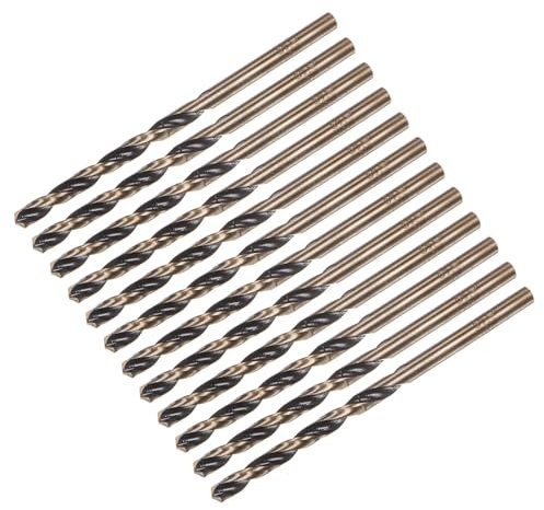 sourcing map 12pcs Jobber Drill Bits 3.5mm (0.138) Black Nitride & Gold Titanium Coated M2 High Speed Steel (HSS) Twist Drill Bits for Stainless Steel Aluminum Alloy Metal