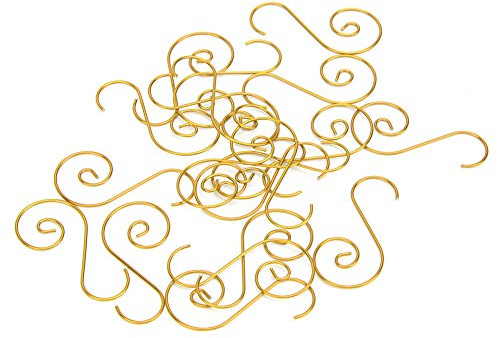 Cyrank 60 Stück Mini S Haken, S-Haken zum Einhängen, Kleine S-förmige Metallhaken Mit Spiralmuster, S-Haken Zum Aufhängen von Töpfen, Pfannen, Tassen, Pflanzen, Taschen(Gold)