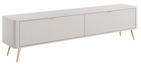 Pascal Morabito-TV-Möbel mit 2 Türen - MDF - Beige & Goldfarben - ELONARIA
