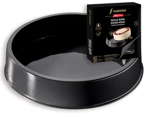 Flexipan Moule Gateau Rond – Patisserie, Tarte, Cake, Entremets - Plat Four Multi-Usages, Cuisson Homogène, Antiadhésif, Profondeur Optimale - Accessoire Démoulage Facile - Anniversaire, Occasions