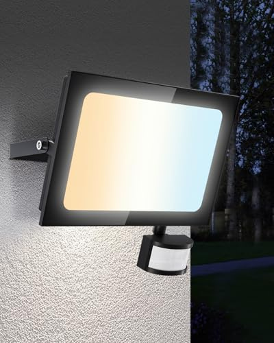 Lightasea Security Lights Outdoor Motion Sensor, 100W PIR Security Light with Remote Control, 10000LM 3000K/4500K/6500K LED Motion Sensor Light Outdoor IP66 Waterproof for Garden, Backyard, Garage