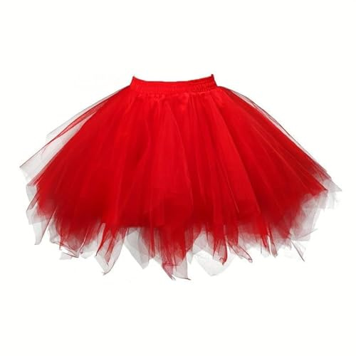 Boolavard Adult Women 80's Tutu Skirt Layered Tulle Petticoat Halloween Tutu (UK, Alpha, L, XL, Regular, Regular, Red)