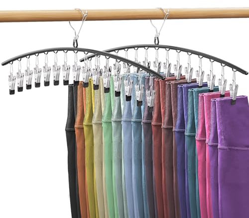 Figarge 2 Stück Hosenbügel Platzsparend Metall Kleiderbügel mit starken Antirutsch 30 Clips Platzsparende Hosenbügel Hosenkleiderbügel Hangers Hosen Organizer für Kleiderschrank Röcke Mützen Leggings