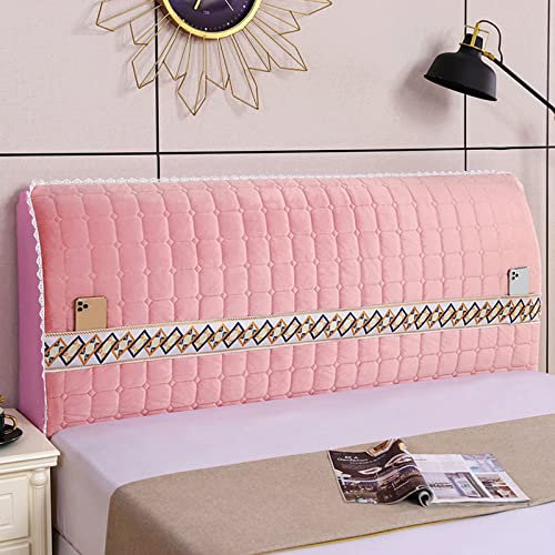 Bett kopfteil bezug Bettkopfteilbezug weicher Samt gesteppter Rückenlehnenbezug Kopfteilbezug Doppelbett Einzelbett Leder/Holz/Eisen Bettkopfteilbezug Dekoration Pink1-200cm