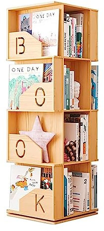YTGHBIML Bücherturm Freistehend Um 360° drehbares Bücherregal, einfaches, stehendes Bücherregal aus Massivholz, 4/5/6-stufiges Bücherregal, platzsparende Wohnzimmer-Bücherregale perfekte Darstellung