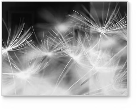DEQORI Schneidebrett aus Glas | groß 40x30 cm | Motiv Pusteblumenflug | Design Schneideplatte für Küche | Frühstücksbrett antibakteriell & rutschfest | Glasplatte & Servierplatte