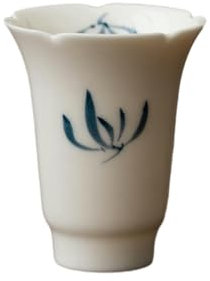 Hand-painted butterfly orchid small foot cup, fragrant ceramic Kung Fu tea cup - five-petal small foot cup