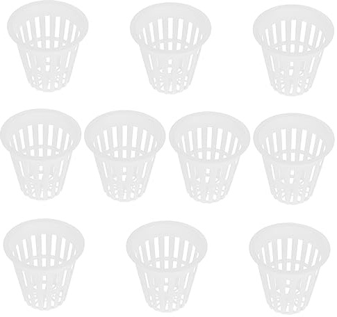 BESPORTBLE Panier Hydroponique en Plastique Blanc, Pots de Pépinière à Mailles Fentes, Lot de 10, pour Culture de Plantes en Intérieur et Extérieur