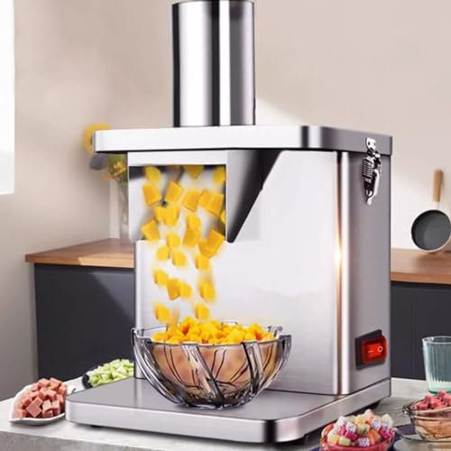 XSDAJSD Picadora de Verduras Comercial, cortadora y rebanadora eléctrica 2 en 1 para Frutas y Verduras, cortadora automática de Patatas y cebollas para Uso doméstico con 5 Cuchillas.