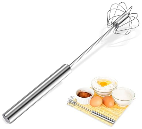Stainless Steel Egg Whisk, 12 Inch Hand Mixer, Upgraded Semi-automatic Whisk, Ideal For Blending, Whisking, Baking tool, Beating Eggs, Butter & Milk, Suitable For Home Kitchen Use.