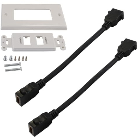 Gorise Plaque murale HDMI double port, prise HDMI 8K 2.1, prise de courant, support décoratif pour maison, hôtel, bureau, immeuble
