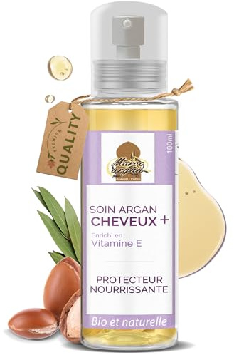 Soin Argan Cheveux + | Huile d’Argan et Amande Douce BIO & Vitamine E | Nutrition, Hydratation & Brillance Naturelle – Soin Capillaire de synergie d’huiles végétales naturelles