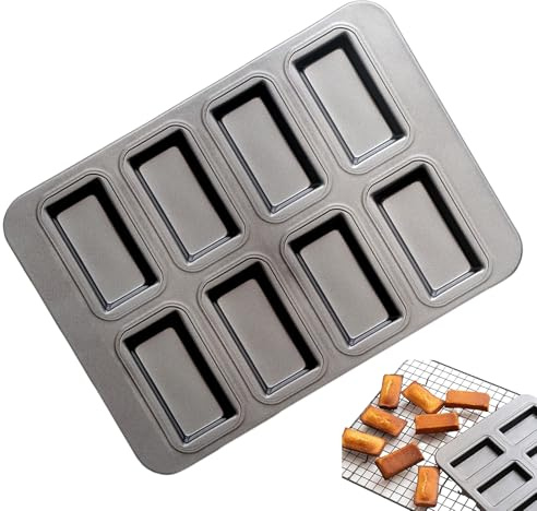 Genérico Latas De | * 1 Para Antiadherente | Para De 25,5x20x4cm | Bandeja De Para Panes Pequeños De 8 Cavidades | Bandeja Para Hornear Rectangular Antiadherente Para Magdalenas,