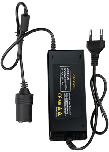 15A 180W AC à DC Adaptateur Converter 230V vers 12V, Transformateur Adaptateur d’Alimentation, Prise Allume-Cigare Secteur pour Voiture, Réfrigérateur, Aspirateur, Gonfleur de Pneu, Glacière Auto