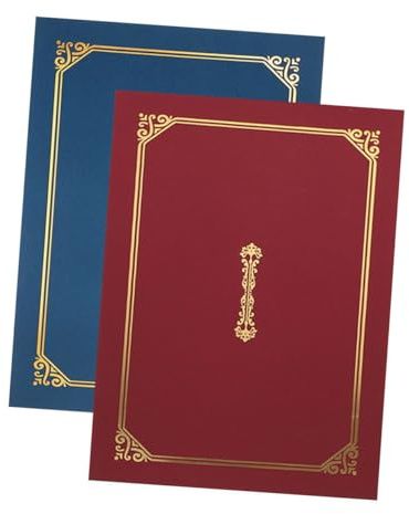 HIAKDOFT 2 Stück Urkundenmappe mit Luxuriösem Goldprägung Dokumentenordner für Zeugnisse und Diplome Elegante Vintage Europäisch Gestaltung Edle Urkundenhülle in Weinrot und Dunkelblau