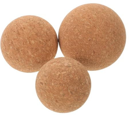 TOYZFRIENDY Lot de 3 set de Balles de Massage en Liège Solides 5/6/7 CM Balles de Fascia pour Massage des Tissus Profonds Soulagement des Points de Déclenchement Musculaires Corps pour Yoga