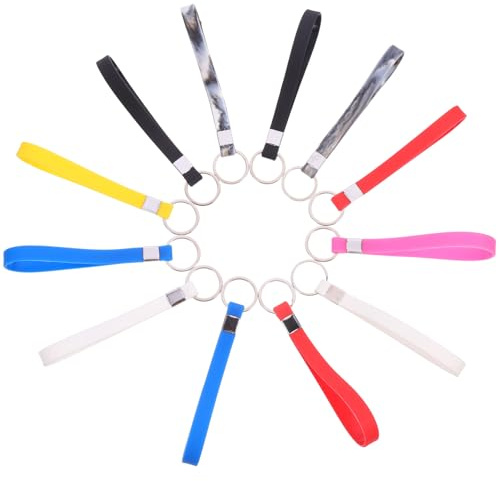 Veemoon 12 Pezzi Portachiavi Braccialetto in Silicone Multicolore, Braccialetti Portachiavi Multifunzione, Ciondoli Decorativi per Polso per Casa, Ufficio, Fitness e Viaggi
