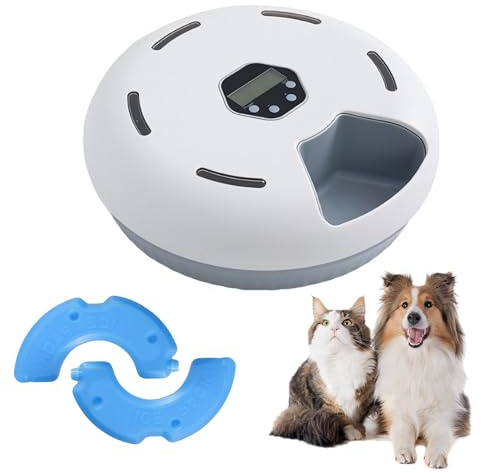 Futterautomat Katze Nassfutter mit Kühlung 6 Mahlzeiten Programmierbar,Kabelloser Nassfutterautomat für Katzen mit Kühlakkus,katzenfutterautomat Batteriebetrieben für Katzen & Hunde