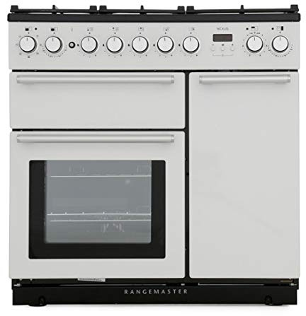 Rangemaster Nexus NEX90DFFWH/C 90cm wide Dual Fuel Range Cooker with Gas Hob - White - A/A Rated
