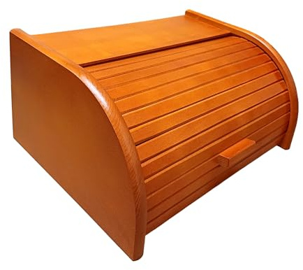 Boîte à pain en bois - Avec couvercle coulissant, Bois dense, Orange, Small