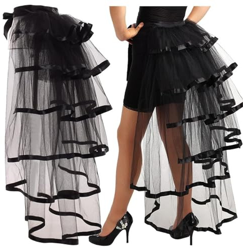 GRACEART Steampunk svart tutu med turnyr, bälte, spets, underkjol, one size