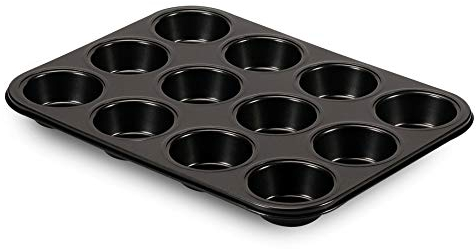 FORMEGOLOSE, Form 12 Muffins 27x35 cm, Stahl Mit Doppelter Antihaftbeschichtung, Farbe Schwarz