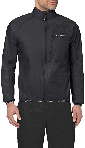 VAUDE Drop Jacket III – Regenjacke Herren wasserdicht, dampfdurchlässig, 2,5-Lagen Fahrradjacke winddicht, 185 g leicht – für Rennrad und MTB – black uni, Größe: S | Regenjacke Herren wasserdicht – atmungsaktiv – Fahrradjacke winddicht – 185 g leicht – ideal für Gravel, Rennrad und MTB