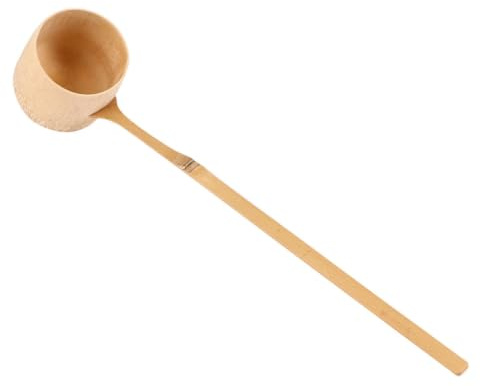 Natural hishaku water ladle Bamboo Japanese Water Ladle Handmade Long Handle Water Bailer Dipper Garden Tea Spoon for Kitchen kitchen water ladles Utensils long handle water scoop (Brown)