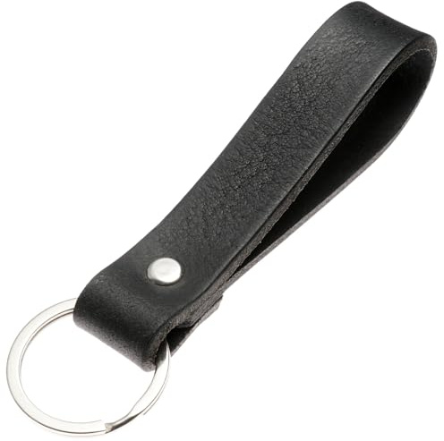 ELBERCRAFT Schlüsselanhänger Leder schwarz - pur, schlicht & edel | Pflanzlich gegerbt, Echtleder schwarz, Made in Germany, Minimalistisch, Ohne Motiv, Herren, Handgefertigt, Geschenk, Zeitlos