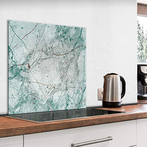 murando Glass Splashback for Kitchen Backsplash Cooker Protector | Tempered Glass Decorative Wall Art Panel Heat Resistant Graphic 80x80 cm / 32x32 Marble Stone