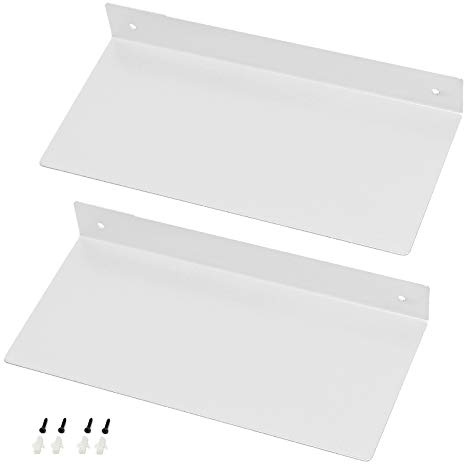 30cm Wandregal Metall Weiß, 2 Stück Modern Badezimmer Rostfrei Metallregal, Schweberegale Schwimmende Stahlregale für Küche Wohnzimmer Schlafzimmer und Büro