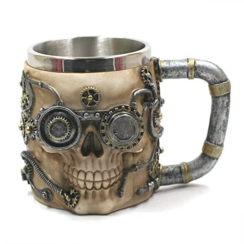 Tabac du Bassigny Chope Polyrésine Cyborg Skull - Blanc/Argent