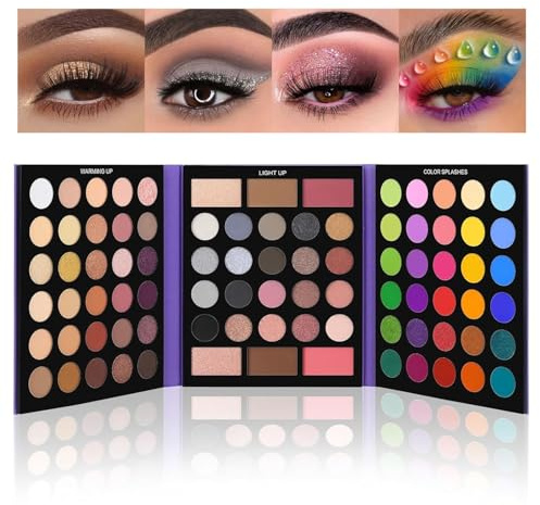 UCANBE Paletas de Maquillaje Multiusos 86 Coloridas, Paletas de Sombra de Ojos Brillantes Mate, Bronceadores, Coloretes, Iluminadores, Larga Duración(02)